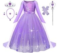 Aoiviss Filles violet à manches longues Princesse Costume Paillettes Robe de Princesse Fête Déguisement Carnaval Cosplay 130