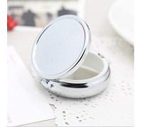 aoixbcuroc Métal Argenté rond pratique Pilulier de voyage Médecine Boîte de rangement