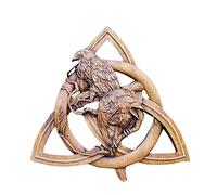 aoixbcuroc Statue de rune décorative murale en bois avec corbeau sur le nœud magique, dieux païens sculpté - Sculpture murale pour jardin, clôture, terrasse, cour.