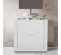 AOJEZOR Meuble de salle de bain, Meuble de rangement avec 2 portes en bois blanc, sous l'évier