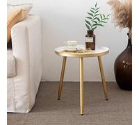 AOJEZOR Table d'appoint ronde, table d'appoint en métal, table de chevet/petites tables pour salon, tables d'appoint bon marché, table d'appoint pour petits espaces (blanc et doré)