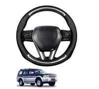 Aojiek Forme Ronde Couvre Volant Voiture en Fibre de Carbone et Microfibre Cuir pour Everest U268 2003-2012 Antidérapant Respirant Sport Housse Decoration Interieur Accessoire Auto(Black)