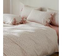 AOJIM Parure de lit Blanche 100% Coton avec imprimé Floral Rose, literie 3 pièces (1 Housse de Couette pour Grand lit de 228,6 x 228,6 cm avec Fermeture éclair + 2 taies d'oreiller 50,8 x 66 cm avec