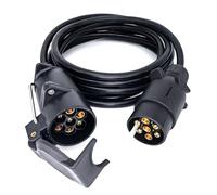 AOJO 2,8 M Rallonge Prise Remorque 7 Broches Pré-câblé, Faisceau Extension Remorque 7 Pin Mâle a Femâle 12 V 24 V Universel, Plug and Play, Noir