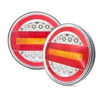 AOJO 2 x Rond Feux LED Remorques Arrière 12V 24V Feu de Arrière Caravan Étanche avec ECE Marque-E