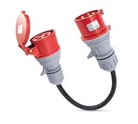 AOJO 5 Broches Adaptateur CEE 16A vers 32A 380V/400V 16A Femelle Prise a 32A mâle Prise 5PIN CEE Adapter pour EV Voiture, Atelier