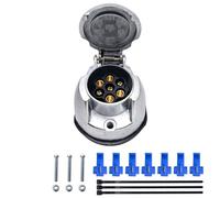 AOJO Kit de Prise Remorque 7 Broches Femelle, Connecteur Caravane 7 Pin Aluminium Métal Étanche, 12v 24v