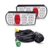 AOJO Kit Feux de Remorque LED 13 Broches 7 Fonctions avec 5m Câble Set, 12V 24V Universel, Imperméable, Approuvé ECE