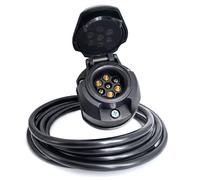 AOJO Prise Remorque 7 Broches avec 2M Câble, Faisceau de Câblage Véhicule 7 Pôles Pré-câblé Fils 7 Conducteurs étanche