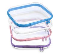 AojSup Lot de 4 étuis rigides transparents à fermeture éclair (25 x 19,9 x 5,1 cm) - Pochettes de rangement en plastique multicolore pour voyage, maquillage, jouets et organisation de la maison