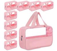 AojSup Lot de 8 trousses de toilette transparentes avec fermeture éclair, trousse de maquillage transparente pour homme et femme, organiseur de voyage imperméable avec poignée, 25,4 x 16,0 x 7,1 cm