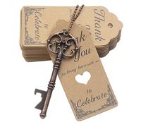 Aokbean 52pcs Ancien Squelette Clé Ouvre Bouteille Faveur Faveur de Mariage Faveur Invité Souvenir Cadeau Ensemble avec Escorte Merci Carte Tag et Porte-Clés