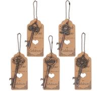 Aokbean Lot de 100 décapsuleurs vintage en forme de squelette avec carte de remerciement et chaîne pour mariage, anniversaire, baptême, fête (cuivre antique)