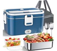 AOKBON Gamelle Chauffante Électrique 1.8L, Chauffage Rapide 12V/24V & 220V/240V, Lunch Box Chauffante pour Maison et Voiture, Facile à Nettoyer avec Sac Isolant à Température Constante