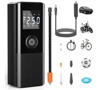 AOKBON Mini Compresseur d’Air Portatif 150 PSI 6000 mAh Pompe à Air Électrique 12V DC Rechargeable Gonfleur Pneus Voiture avec Affichage Digital Lampe LED Charge USB pour Auto Moto Balle Extérieur