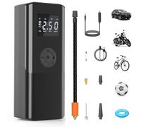 AOKBON Mini Compresseur d’Air Portatif 150 PSI 6000 mAh Pompe à Air Électrique Rechargeable Gonfleur Pneus Voiture avec Affichage Digital Lampe LED Charge USB pour Auto Moto Balle Extérieur