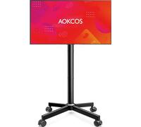 AOKCOS Support TV sur roulettes pour Téléviseurs 32-65 Pouces, Inclinable 23° & Réglable en Hauteur, Support TV sur Pied Design sans Vis Max VESA 400x400 mm 40 KG