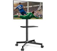 AOKCOS Support TV sur roulettes pour Téléviseurs 32-65 Pouces, Inclinable 23° & Réglable en Hauteur, Support TV sur Pied Design sans Vis Max VESA 400x400 mm 40 KG
