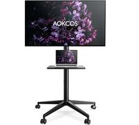 AOKCOS Support TV sur roulettes pour téléviseurs de 32-65 Pouces, Support TV sur Pied Réglable en Hauteur avec Etagère, Montage Ultra-Rapide, Max. Capacité 35 KG, Max. VESA 400x400mm