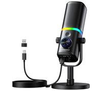 Aokeo Micro USB Gaming Microphone à condensateur pour PC/Mac/PS4/PS5/téléphone - Micro cardioïde avec éclairage RVB
