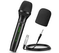 Aokeo Microphones de karaoké dynamiques A350 pour chanter avec housse en mousse et câble XLR de 5 m. Microphone portable compatible avec haut-parleur, machine, ampli, mixeur de discours, mariage et