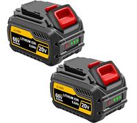 Aokicase Batterie de rechange pour Dewalt 20 V/60 V, compatible avec DCB200/DCB203/DCB204/DCB205/DCB206/DCB209/DCB180/DCB182/DCB183/DCB184/DCB185/DCB606/DCB609 60000mah, lot de 2) noir