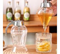 AOKID Distributeur de miel, distributeur de sirop sans goutte avec support, pot à miel en forme de peigne à miel, flacon distributeur d'huile d'olive pour cuisine, couvercle en acier inoxydable de 180