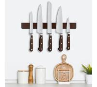 AOKID Support magnétique pour couteaux, bande magnétique en bois de 40,6 cm, sans perçage, utilisation comme barre de rangement pour outils, clés, porte-couteaux pour ustensiles de cuisine, marron