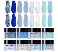 Aokitec 8 Couleurs Kit de Poudre à Ongles, Poudre d'Ongles Professionnel Nail Art Décoration d'Ongles Débutant,Manucure Salon DIY, Sans Odeur & Durable, Lampe à Ongles Non Requise