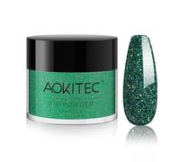 Aokitec Dip Powder 28g, vert scintillant, poudre à ongles pour nail art solide, ongles à tremper longue durée, poudre à tremper acrylique pour ongles de démarrage, séchage rapide à l'air