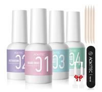 Aokitec Ensemble de poudre de trempage liquide - Base Top Gels, activateur et économiseur de pinceau pour système de trempage des ongles - Kit de manucure française pour bricolage à domicile et salon