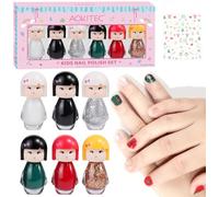 Aokitec Vernis à ongles pour enfants : calendrier de l'Avent 2025 à base d'eau Peel Off enfants filles vernis à ongles non toxique kit de 6 couleurs vernis à ongles enfants séchage rapide kit d'ongles