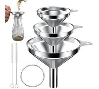 AOKITO Entonnoir en Acier Inoxydable, 3 Pièces Entonnoir Cuisine, Entonnoirs en Métal, Mini Entonoir, avec 2 Brosses de Nettoyage, pour le Transfert de Liquide (Ø: 7.5cm/5.5cm/4.5cm)