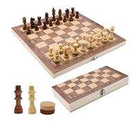 AOKITO Jeu D'éChecs en Bois, 3 en 1, éChiquier Portable, Pliable,pour Les ActivitéS Familiales, éChecs De Voyage, Jeu D'éChecs pour Enfants (29x29x2cm)