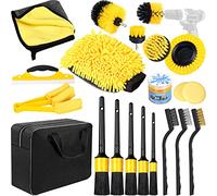 AOKITO Kit de nettoyage de voiture - 20 pièces pour l'intérieur et l'extérieur - Kit de lavage de voiture avec brosses, éponges de polissage, gel de nettoyage et plus encore - Sac de transport