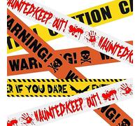 AOKITO Lot de 4 Rubans D'avertissement D'halloween Zombie,Ruban D'avertissement de Danger,Bande Adhésive Effrayante,Fête Maison Hantée Rubans Signalisation Danger,Fête de Décorations D'halloween 91cm