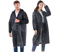 AOKITO Poncho de Pluie pour Femmes et Hommes - Imperméable Réutilisable et Étanche, Cape de Pluie en Matériau Eva Respirant pour la Randonnée, le Vélo, le Camping et les Voyages (Noir)