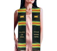 Aokizkdzsw Écharpe de remise de diplôme personnalisée Black Girl Magic Class of 2025 - Étole de remise de diplôme personnalisée Kente de 2025, Noir/vert, 70