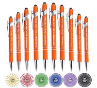 Aokizkdzsw Stylos personnalisés en vrac de 2 à 500, Stylo à Bille avec Stylet, Stylos à Encre Noire Personnalisés, Gravés Noms et Logo, Cadeau Maitresse D'école fin D'année, Orange