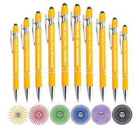 Aokizkdzsw Stylos personnalisés en vrac de 2 à 500, Stylo à Bille avec Stylet, Stylos à Encre Noire Personnalisés, Gravés Noms et Logo, Cadeau Maitresse D'école fin D'année, Jaune