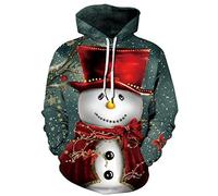 AOKODA Capuche Homme Impression Numérique Mode Sweat Homme Père Noël Bonhomme De Neige Elk Patronage Casual Hoodies Homme Vacances Poche Kangourou Manches Longues Pullover Homme TD-19 M