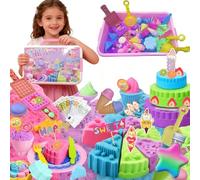 Aoksily Sable Magique Coloré Kit Enfant 1000g, Sable Magique Enfant 2 3 4 5 6 7 8 9 Ans, Jouet Sensoriel Moule à Gâteau Glace,Coffret Cadeau de Jouets