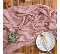 AOKSUNOVA Chemin de table en mousseline - Vieux rose vintage - 300 x 80 cm - Lavable - 3 m