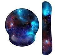 AOKSUNOVA Ensemble de tapis de souris clavier repose-poignet ergonomique avec coussin en gel Galaxis