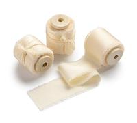 AOKSUNOVA Ruban de Satin de 3,8 cm - Beige crème - Ruban de Soie