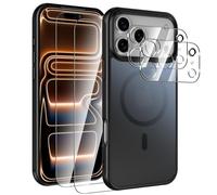 AOKUMA iPhone 17 Pro Max Magnétique Coque pour MagSafe, avec 2 Verre Trempé, Étui Compatible iPhone 17 Pro Max Housse, Mat Translucide Anti-Rayures Arrière, [Sensation de Peau] [Anti-Choc]-Noir