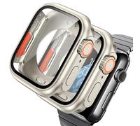 AOKUTDA 2 Pièces Coque pour Apple Watch Series 9/8/7 45mm (on Dirait Ultra et Ultra2) PC Compatible iWatch 45mm 2 en 1 Coque Protecteur D'écran en Verre Trempé+Couverture Arrière,Lumière des Etoiles