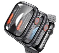 AOKUTDA 2 Pièces Coque pour Apple Watch Series 9/8/7 45mm (on Dirait Ultra et Ultra2) PC Compatible iWatch 45mm 2 en 1 Coque Protecteur D'écran en Verre Trempé+Couverture Arrière,Noir d'origine