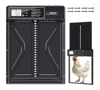 AOKUY Porte Automatique pour poulailler avec minuterie et capteur de lumière - Ouvre-Porte Automatique en Aluminium résistant aux intempéries, Facile à Installer et à l'épreuve des prédateurs
