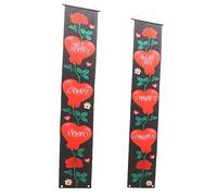AOKWAWALIY 1 paire de banderoles de porte de Saint-Valentin couplet de Saint-Valentin pour fête extérieure Décoration de porte Sweet Forever Valentines Bannières Be Mine Drapeau de porte en polyester